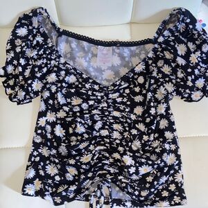 No Boundaries Black and White Floral Blouse